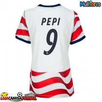 Camisa de Futebol Estados Unidos Ricardo Pepi #9 Equipamento Principal Mulheres Mundo 2026 Manga Curta